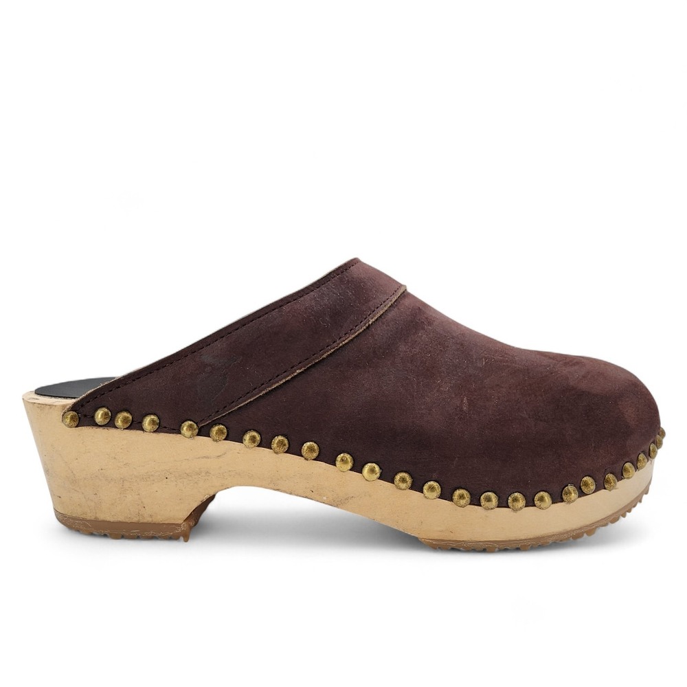 Women’s Brown Suede Studded Clog Mule